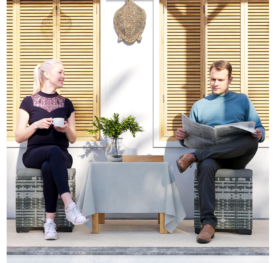 Image 964381_ALTMORE1.jpg, Product 964-381 / Price $139.99, Outsunny Set of 2 Wicker Ottoman, Outdoor Footstool with Storage, Grey from Outsunny on TSC.ca's Home & Garden department