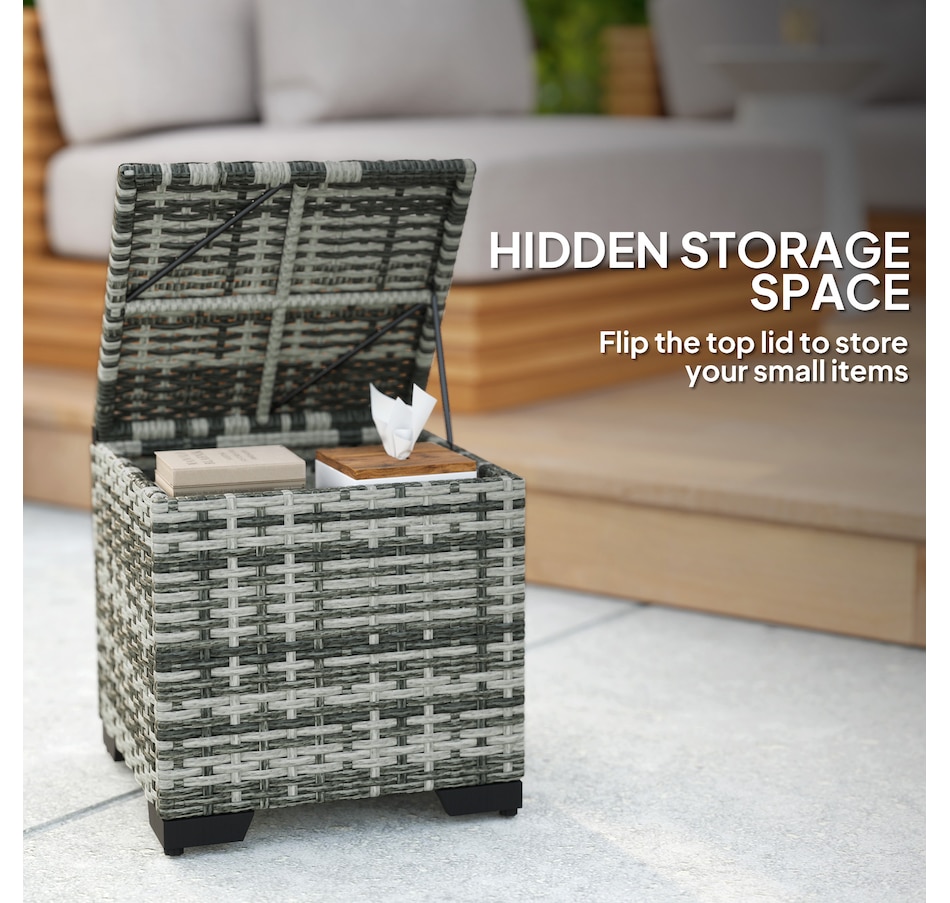 Image 964381_ALTMORE3.jpg, Product 964-381 / Price $139.99, Outsunny Set of 2 Wicker Ottoman, Outdoor Footstool with Storage, Grey from Outsunny on TSC.ca's Home & Garden department
