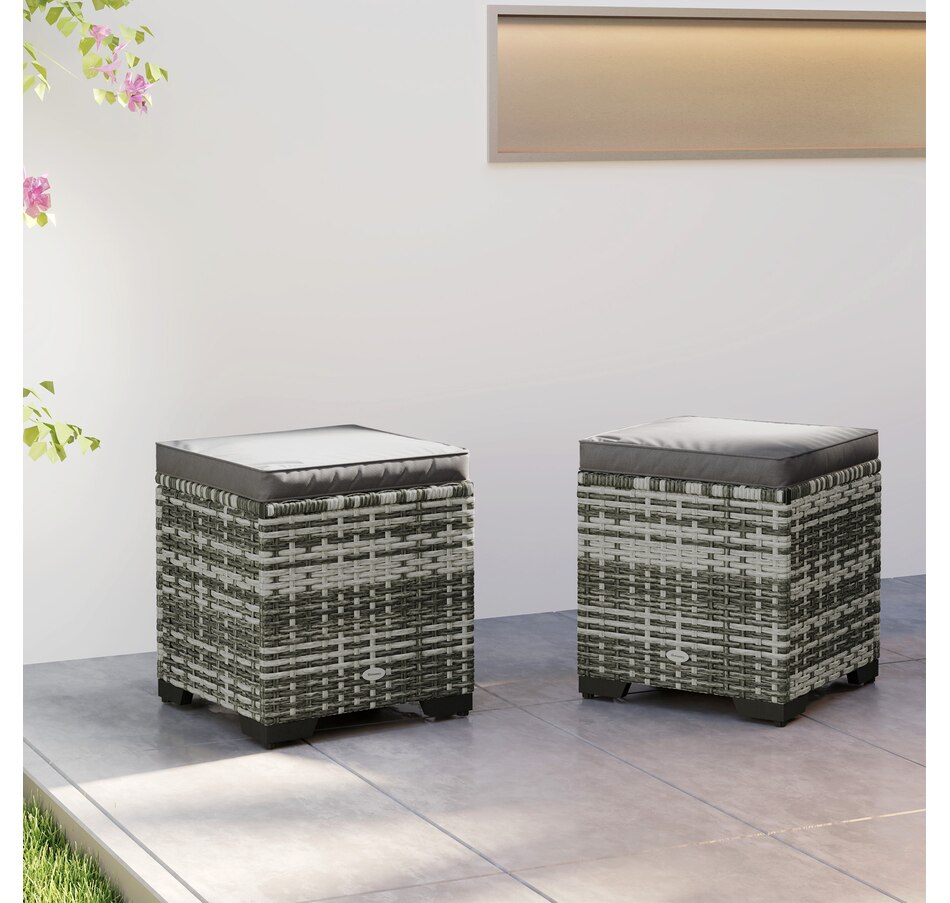 Image 964381_ALTMORE7.jpg, Product 964-381 / Price $139.99, Outsunny Set of 2 Wicker Ottoman, Outdoor Footstool with Storage, Grey from Outsunny on TSC.ca's Home & Garden department