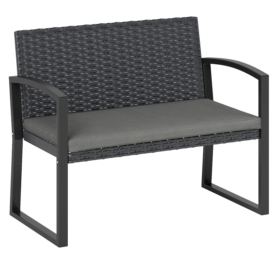 Image 964384.jpg, Product 964-384 / Price $154.99, Outsunny 2 Seater Wicker Outdoor Bench Patio Loveseat with Cushion, Grey from Outsunny on TSC.ca's Home & Garden department