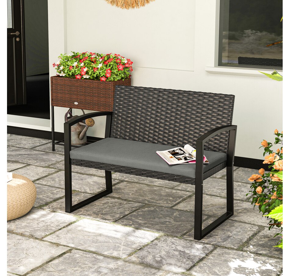 Image 964384_ALTMORE1.jpg, Product 964-384 / Price $154.99, Outsunny 2 Seater Wicker Outdoor Bench Patio Loveseat with Cushion, Grey from Outsunny on TSC.ca's Home & Garden department