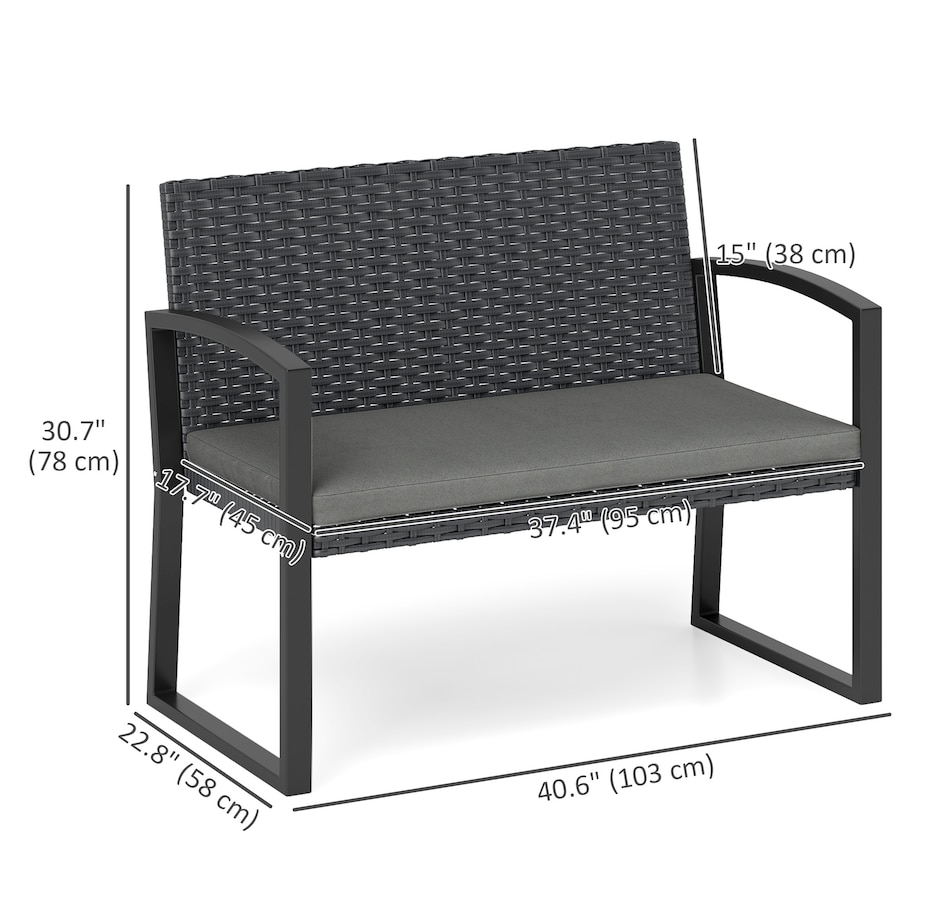 Image 964384_ALTMORE2.jpg, Product 964-384 / Price $154.99, Outsunny 2 Seater Wicker Outdoor Bench Patio Loveseat with Cushion, Grey from Outsunny on TSC.ca's Home & Garden department