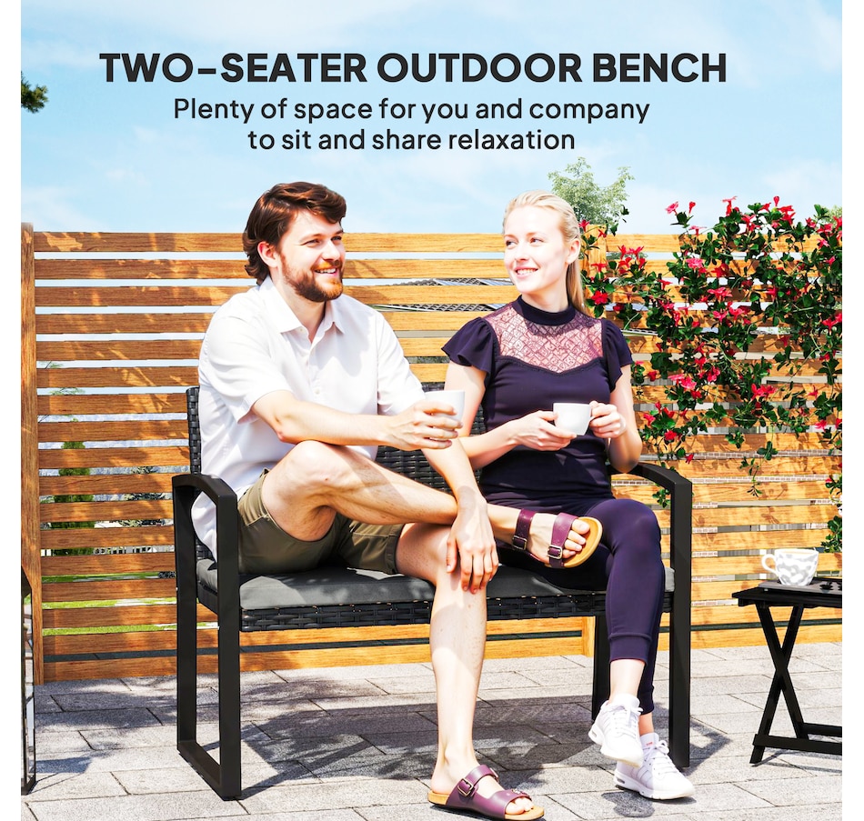 Image 964384_ALTMORE3.jpg, Product 964-384 / Price $154.99, Outsunny 2 Seater Wicker Outdoor Bench Patio Loveseat with Cushion, Grey from Outsunny on TSC.ca's Home & Garden department