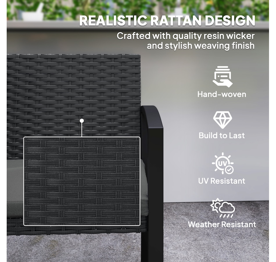 Image 964384_ALTMORE4.jpg, Product 964-384 / Price $154.99, Outsunny 2 Seater Wicker Outdoor Bench Patio Loveseat with Cushion, Grey from Outsunny on TSC.ca's Home & Garden department