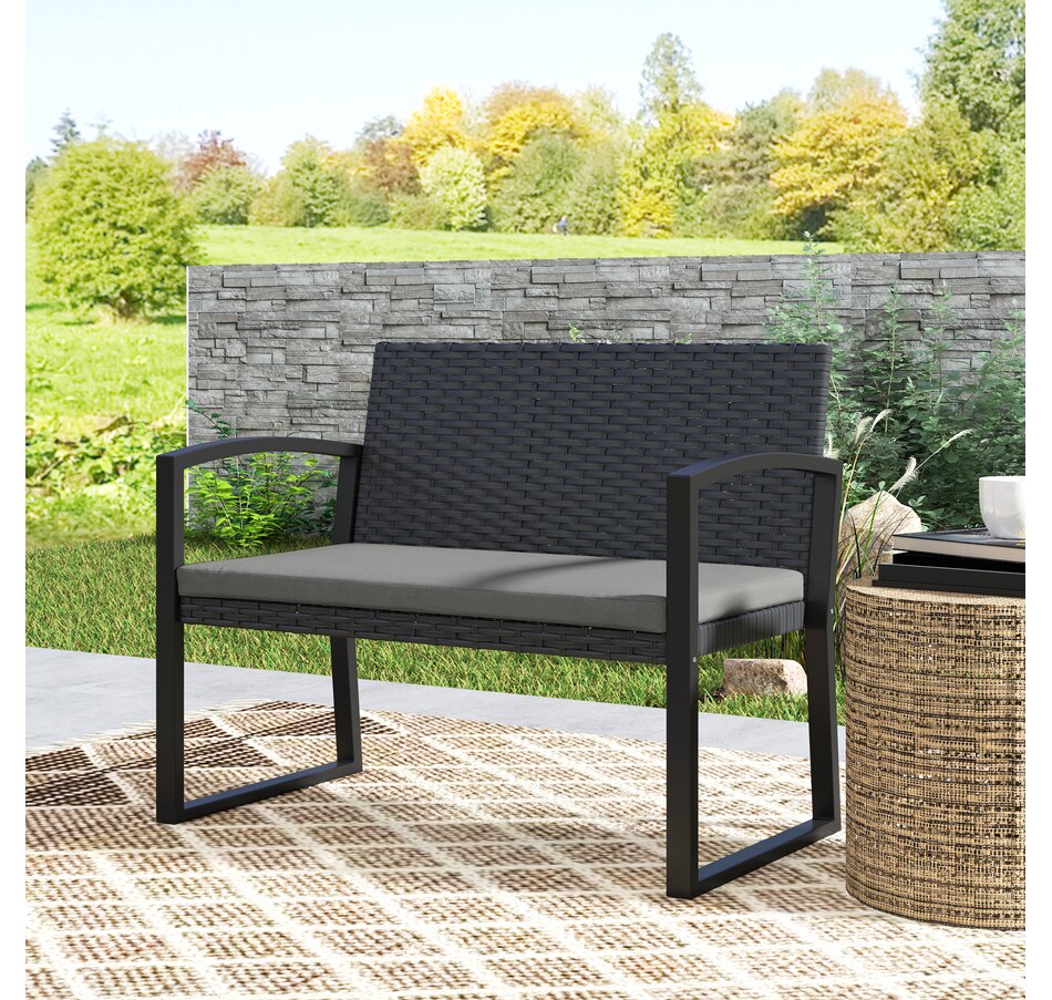 Image 964384_ALTMORE8.jpg, Product 964-384 / Price $154.99, Outsunny 2 Seater Wicker Outdoor Bench Patio Loveseat with Cushion, Grey from Outsunny on TSC.ca's Home & Garden department