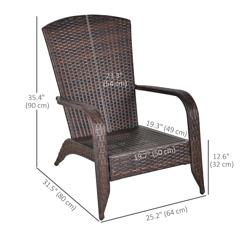 Image 964412_ALTMORE10.jpg, Product 964-412 / Price $115.99 - $119.99, Outsunny Outdoor Adirondack Chair Rattan Fire Pit Chair with Cushion Cream from Outsunny on TSC.ca's Home & Garden department