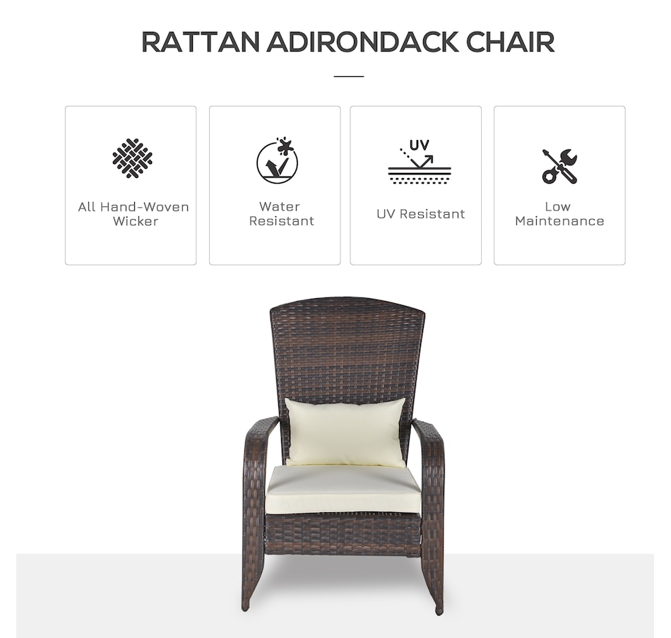 Image 964412_ALTMORE11.jpg, Product 964-412 / Price $115.99 - $119.99, Outsunny Outdoor Adirondack Chair Rattan Fire Pit Chair with Cushion Cream from Outsunny on TSC.ca's Home & Garden department