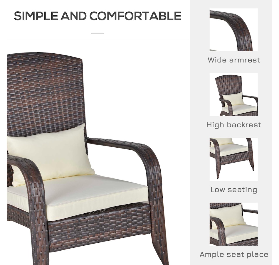 Image 964412_ALTMORE12.jpg, Product 964-412 / Price $115.99 - $119.99, Outsunny Outdoor Adirondack Chair Rattan Fire Pit Chair with Cushion Cream from Outsunny on TSC.ca's Home & Garden department