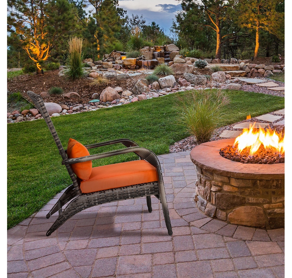 Image 964412_ALTMORE17.jpg, Product 964-412 / Price $115.99 - $119.99, Outsunny Outdoor Adirondack Chair Rattan Fire Pit Chair with Cushion Cream from Outsunny on TSC.ca's Home & Garden department