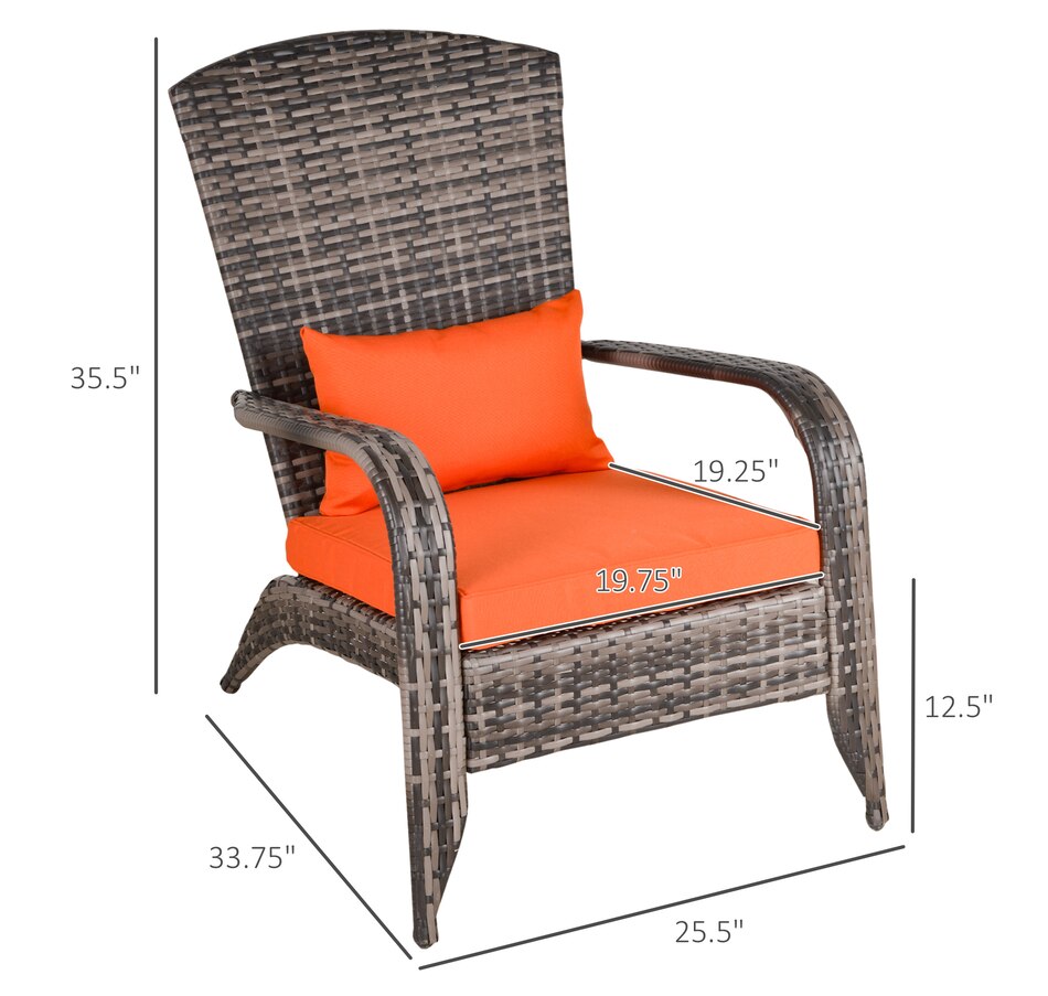 Image 964412_ALTMORE18.jpg, Product 964-412 / Price $115.99 - $119.99, Outsunny Outdoor Adirondack Chair Rattan Fire Pit Chair with Cushion Cream from Outsunny on TSC.ca's Home & Garden department