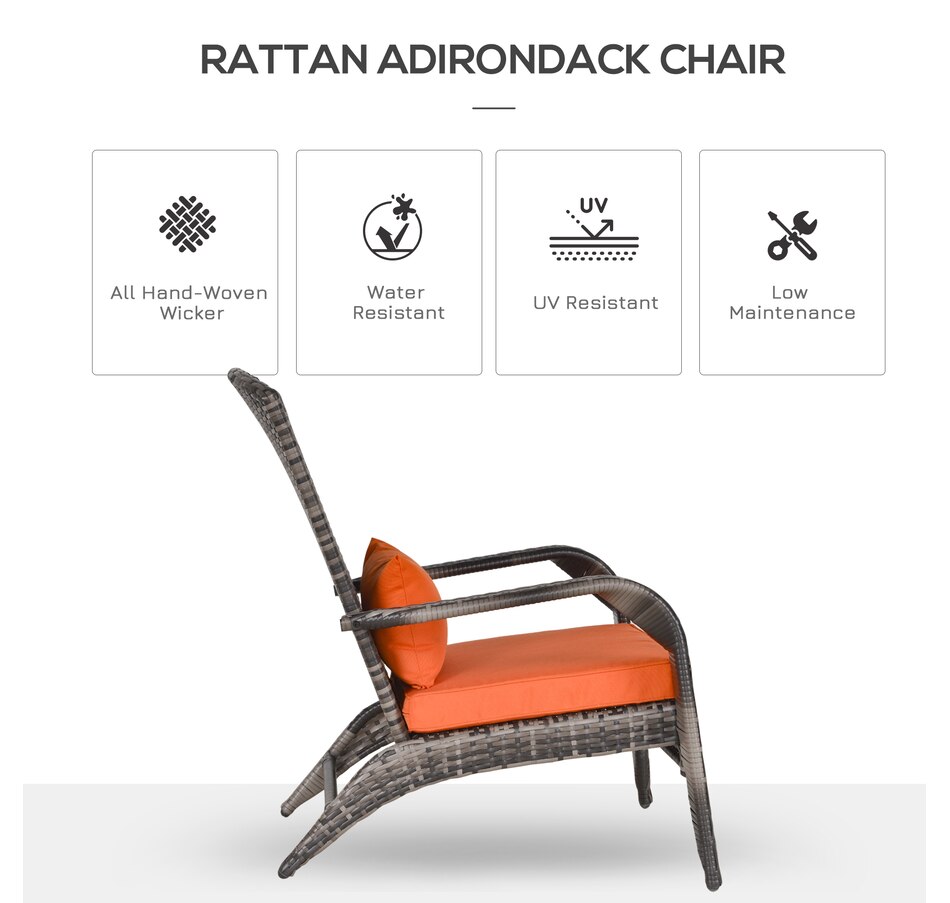 Image 964412_ALTMORE20.jpg, Product 964-412 / Price $115.99 - $119.99, Outsunny Outdoor Adirondack Chair Rattan Fire Pit Chair with Cushion Cream from Outsunny on TSC.ca's Home & Garden department