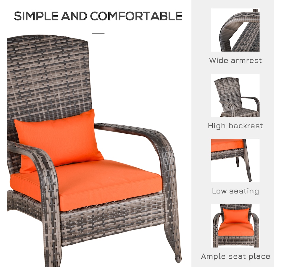 Image 964412_ALTMORE21.jpg, Product 964-412 / Price $115.99 - $119.99, Outsunny Outdoor Adirondack Chair Rattan Fire Pit Chair with Cushion Cream from Outsunny on TSC.ca's Home & Garden department