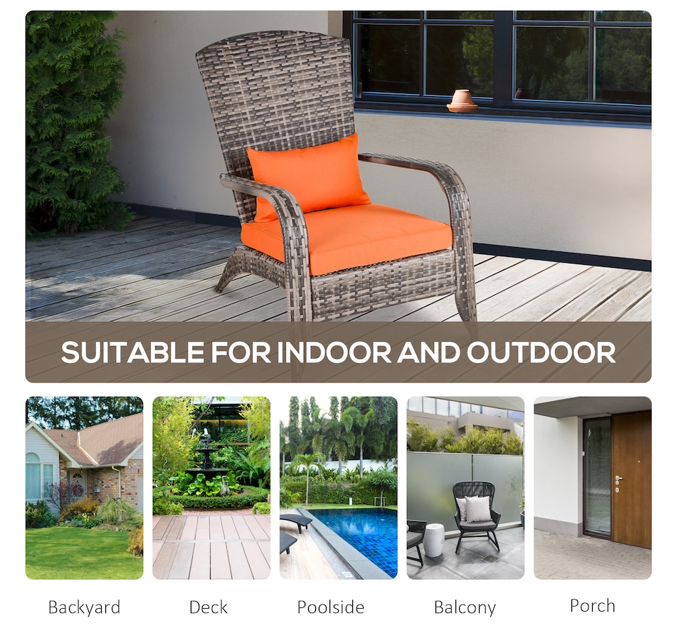 Image 964412_ALTMORE22.jpg, Product 964-412 / Price $115.99 - $119.99, Outsunny Outdoor Adirondack Chair Rattan Fire Pit Chair with Cushion Cream from Outsunny on TSC.ca's Home & Garden department