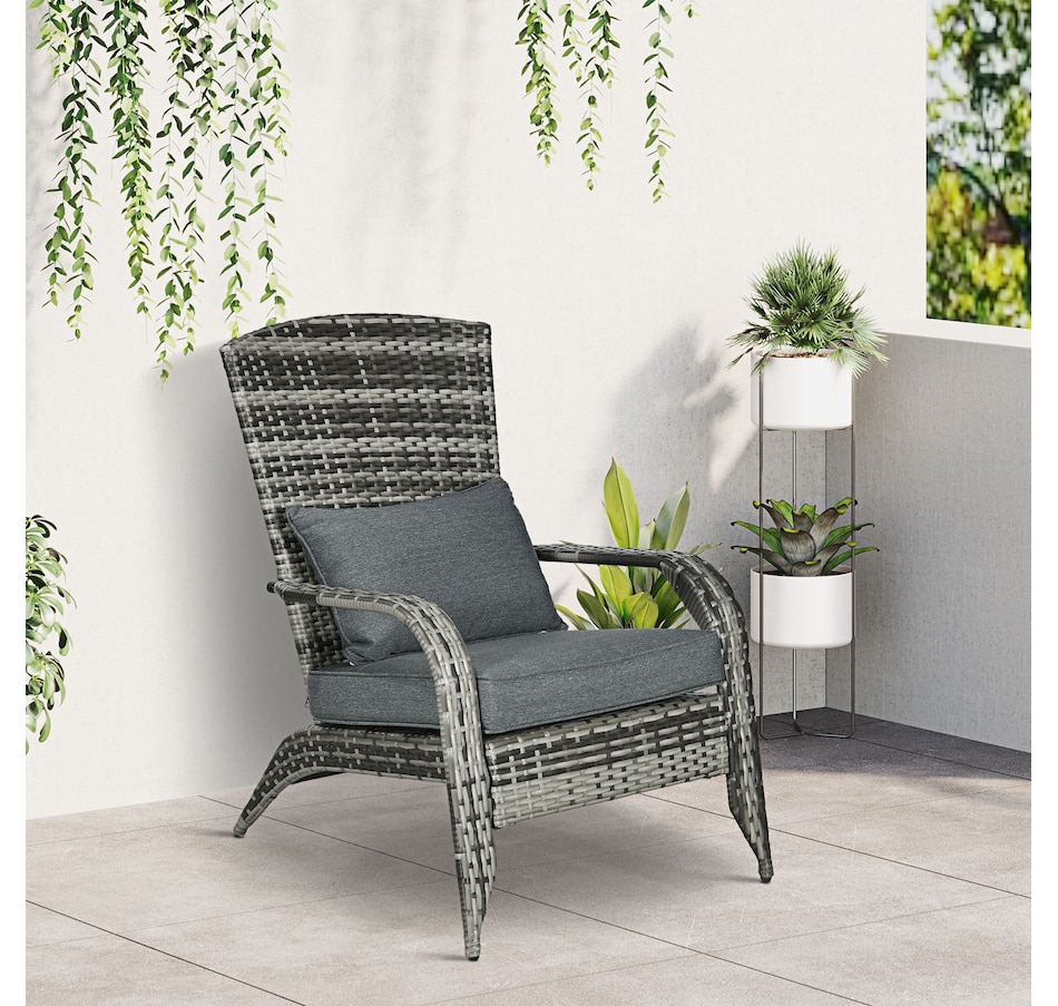 Image 964412_ALTMORE25.jpg, Product 964-412 / Price $115.99 - $119.99, Outsunny Outdoor Adirondack Chair Rattan Fire Pit Chair with Cushion Cream from Outsunny on TSC.ca's Home & Garden department