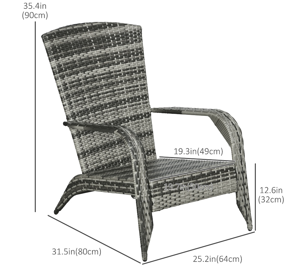 Image 964412_ALTMORE26.jpg, Product 964-412 / Price $115.99 - $119.99, Outsunny Outdoor Adirondack Chair Rattan Fire Pit Chair with Cushion Cream from Outsunny on TSC.ca's Home & Garden department