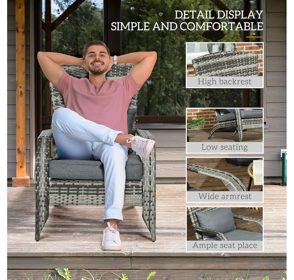 Image 964412_ALTMORE28.jpg, Product 964-412 / Price $115.99 - $119.99, Outsunny Outdoor Adirondack Chair Rattan Fire Pit Chair with Cushion Cream from Outsunny on TSC.ca's Home & Garden department