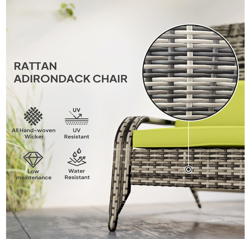 Image 964412_ALTMORE3.jpg, Product 964-412 / Price $115.99 - $119.99, Outsunny Outdoor Adirondack Chair Rattan Fire Pit Chair with Cushion Cream from Outsunny on TSC.ca's Home & Garden department