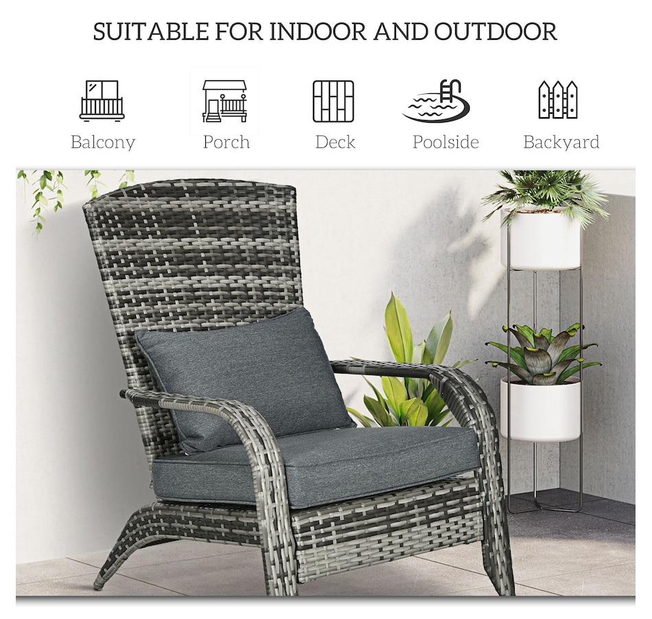 Image 964412_ALTMORE30.jpg, Product 964-412 / Price $115.99 - $119.99, Outsunny Outdoor Adirondack Chair Rattan Fire Pit Chair with Cushion Cream from Outsunny on TSC.ca's Home & Garden department