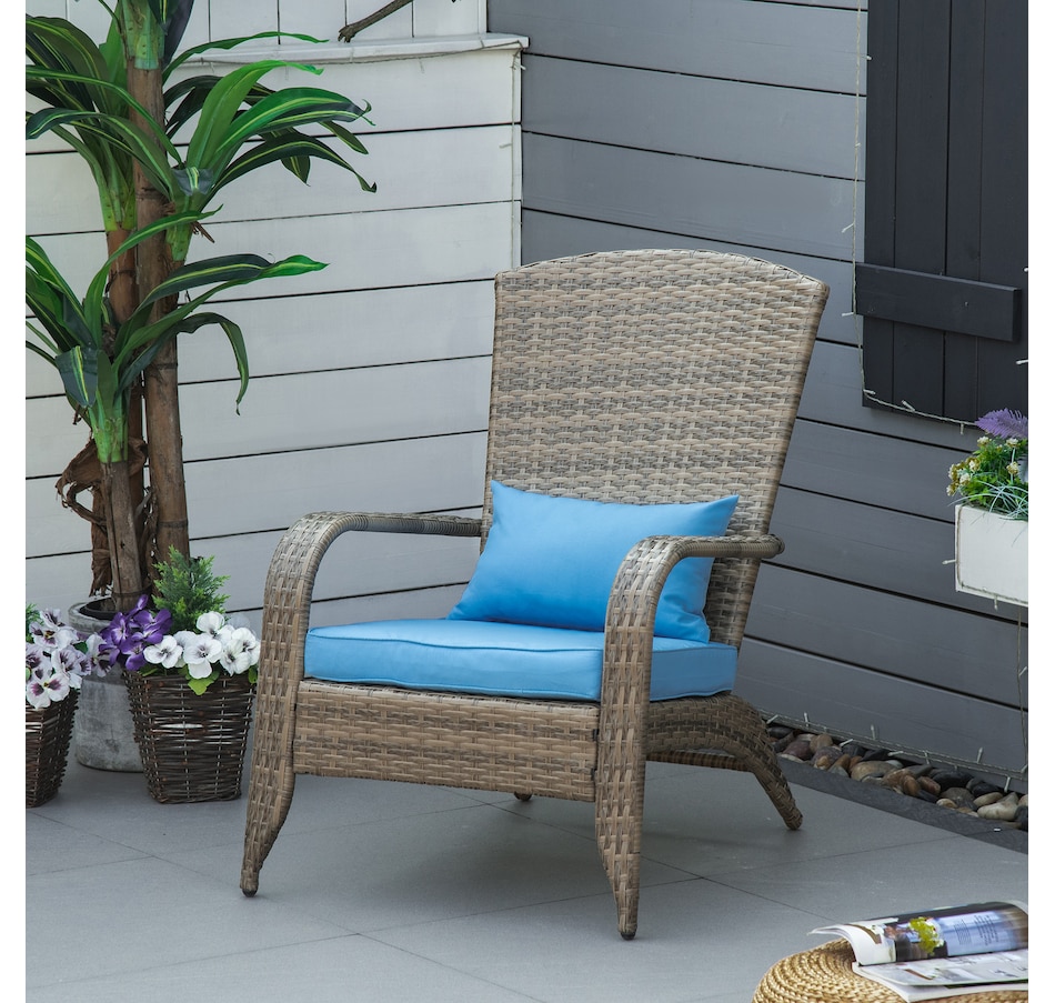 Image 964412_ALTMORE33.jpg, Product 964-412 / Price $115.99 - $119.99, Outsunny Outdoor Adirondack Chair Rattan Fire Pit Chair with Cushion Cream from Outsunny on TSC.ca's Home & Garden department