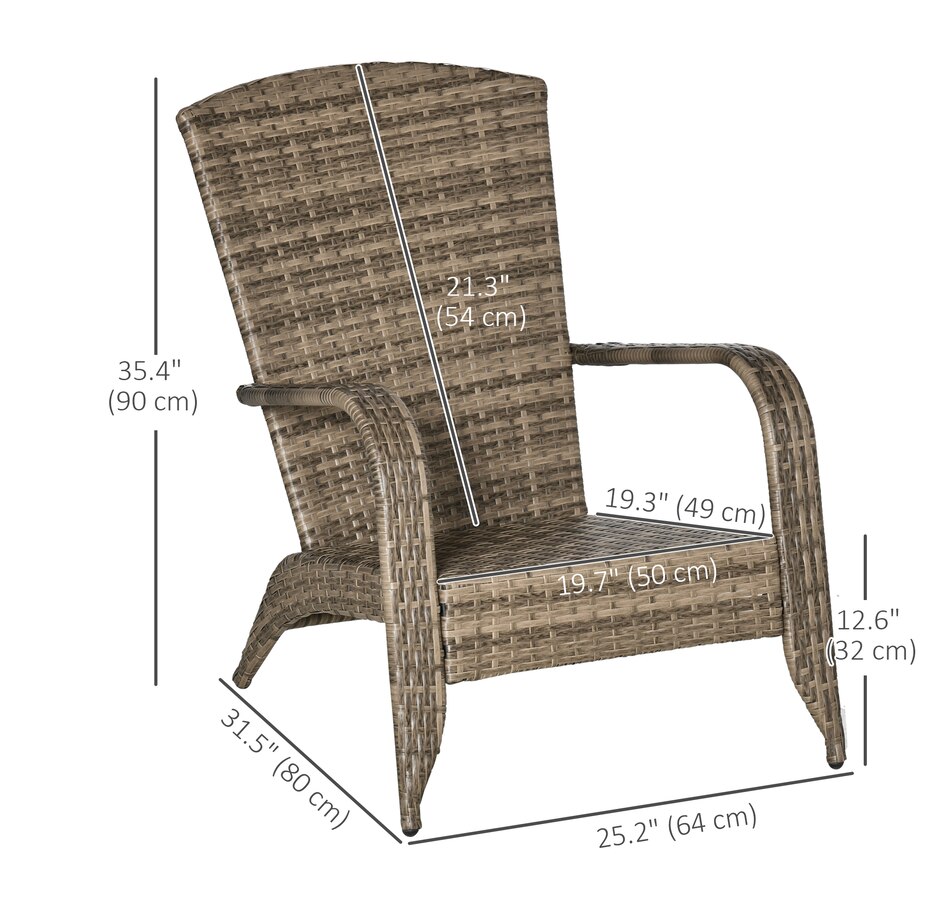 Image 964412_ALTMORE34.jpg, Product 964-412 / Price $115.99 - $119.99, Outsunny Outdoor Adirondack Chair Rattan Fire Pit Chair with Cushion Cream from Outsunny on TSC.ca's Home & Garden department