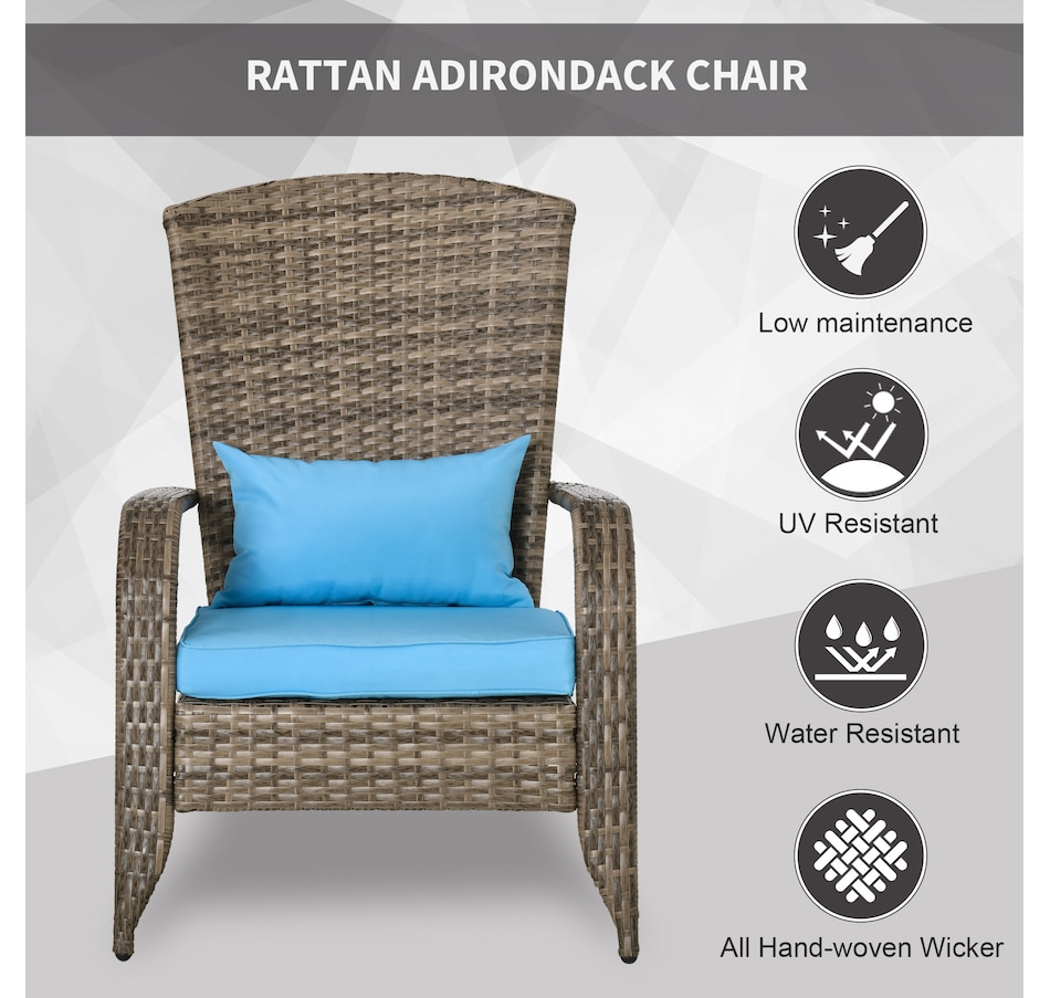 Image 964412_ALTMORE35.jpg, Product 964-412 / Price $115.99 - $119.99, Outsunny Outdoor Adirondack Chair Rattan Fire Pit Chair with Cushion Cream from Outsunny on TSC.ca's Home & Garden department