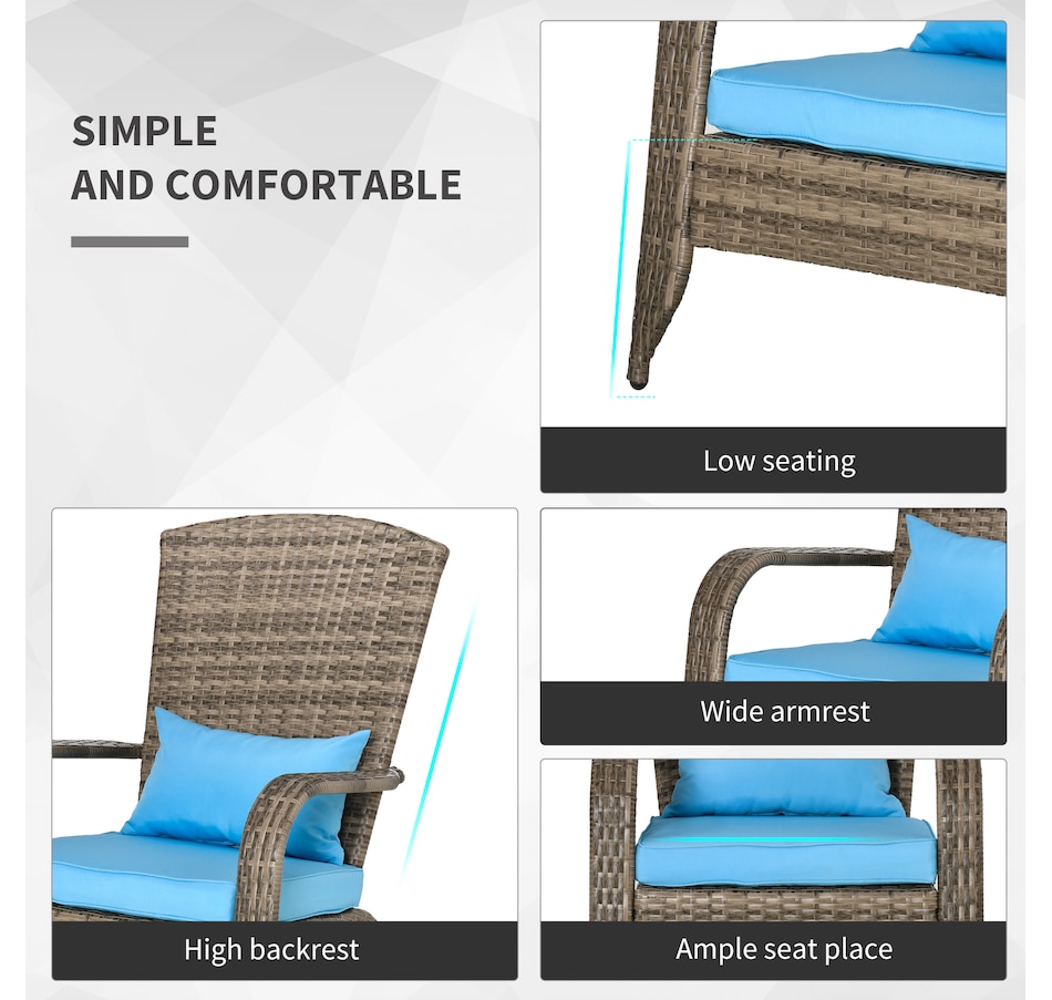 Image 964412_ALTMORE36.jpg, Product 964-412 / Price $115.99 - $119.99, Outsunny Outdoor Adirondack Chair Rattan Fire Pit Chair with Cushion Cream from Outsunny on TSC.ca's Home & Garden department