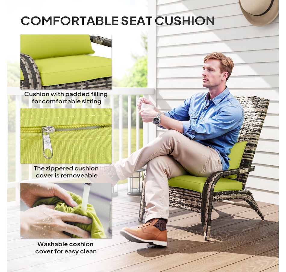 Image 964412_ALTMORE5.jpg, Product 964-412 / Price $115.99 - $119.99, Outsunny Outdoor Adirondack Chair Rattan Fire Pit Chair with Cushion Cream from Outsunny on TSC.ca's Home & Garden department
