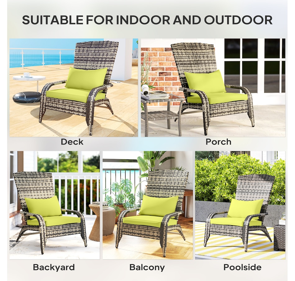 Image 964412_ALTMORE6.jpg, Product 964-412 / Price $115.99 - $119.99, Outsunny Outdoor Adirondack Chair Rattan Fire Pit Chair with Cushion Cream from Outsunny on TSC.ca's Home & Garden department