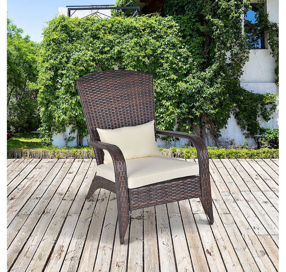 Image 964412_ALTMORE9.jpg, Product 964-412 / Price $115.99 - $119.99, Outsunny Outdoor Adirondack Chair Rattan Fire Pit Chair with Cushion Cream from Outsunny on TSC.ca's Home & Garden department