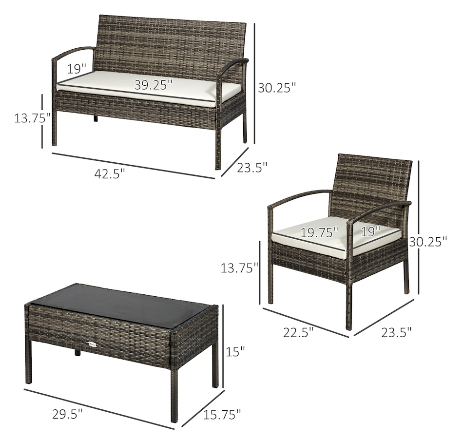 Image 964426_ALTMORE2.jpg, Product 964-426 / Price $219.99, Outsunny 4 Pieces Patio Furniture Set with A Loveseat from Outsunny on TSC.ca's Home & Garden department