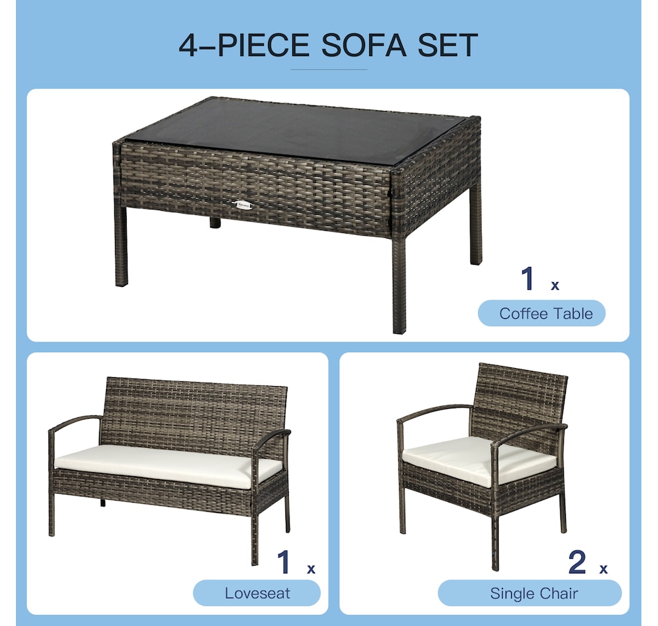 Image 964426_ALTMORE3.jpg, Product 964-426 / Price $219.99, Outsunny 4 Pieces Patio Furniture Set with A Loveseat from Outsunny on TSC.ca's Home & Garden department