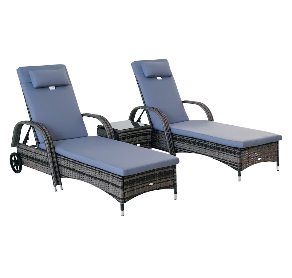 Image 964436.png, Product 964-436 / Price $429.99, Outsunny 3 Pieces Patio Rattan Chaise Lounge Set from Outsunny on TSC.ca's Home & Garden department