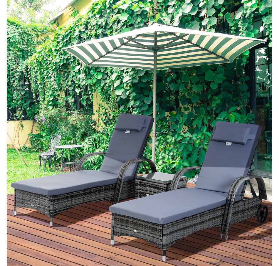Image 964436_ALTMORE1.jpg, Product 964-436 / Price $429.99, Outsunny 3 Pieces Patio Rattan Chaise Lounge Set from Outsunny on TSC.ca's Home & Garden department