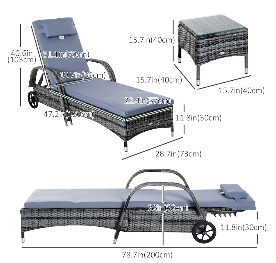 Image 964436_ALTMORE2.jpg, Product 964-436 / Price $429.99, Outsunny 3 Pieces Patio Rattan Chaise Lounge Set from Outsunny on TSC.ca's Home & Garden department