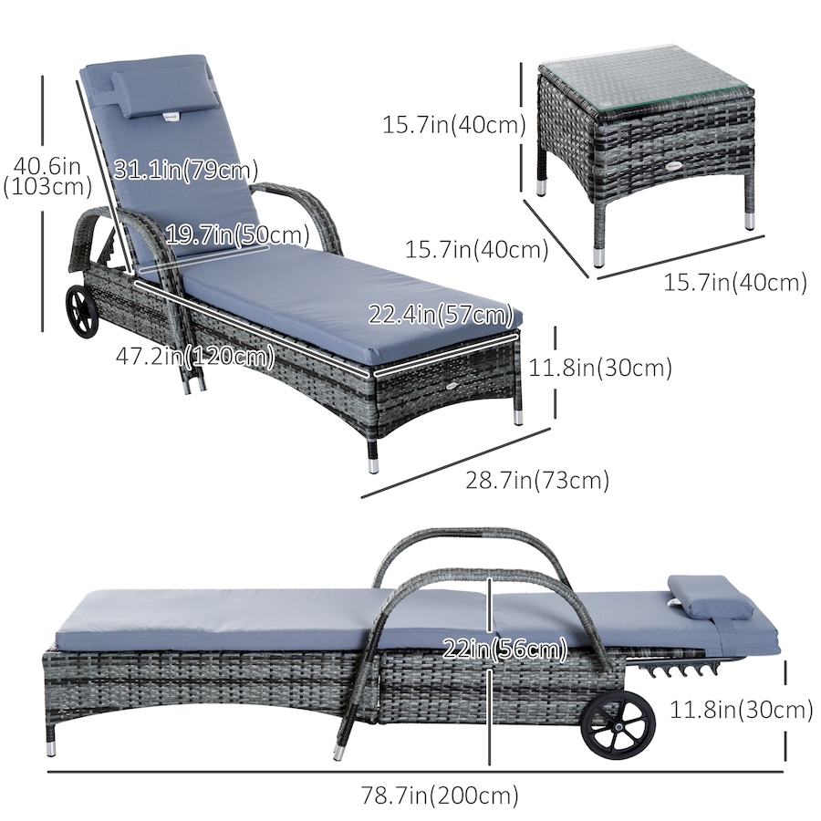 Image 964436_ALTMORE2.jpg, Product 964-436 / Price $484.99, Outsunny 3 Pieces Patio Rattan Chaise Lounge Set from Outsunny on TSC.ca's Home & Garden department