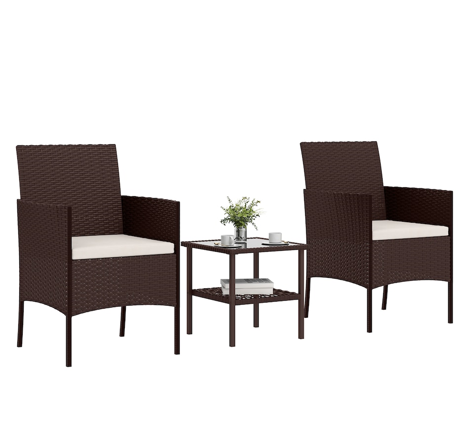 Image 964440.jpg, Product 964-440 / Price $144.99, Outsunny 3 Piece Wicker Patio Furniture Bistro Set with Cushions, Beige from Outsunny on TSC.ca's Home & Garden department