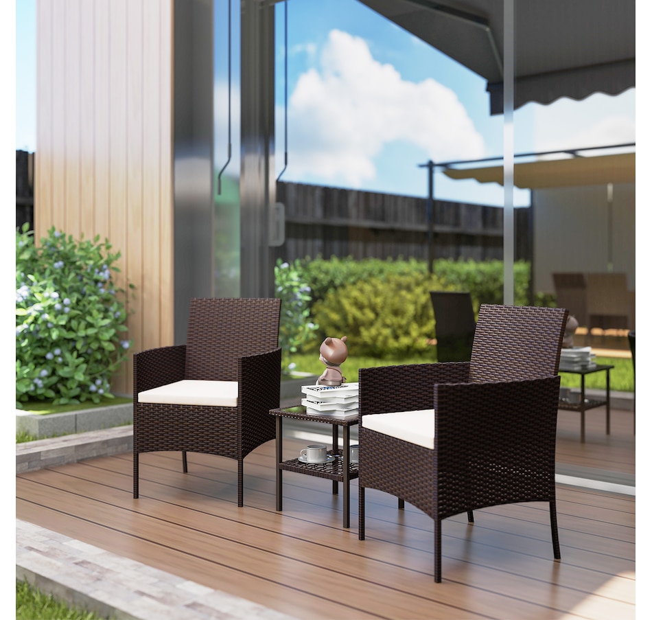 Image 964440_ALTMORE1.jpg, Product 964-440 / Price $144.99, Outsunny 3 Piece Wicker Patio Furniture Bistro Set with Cushions, Beige from Outsunny on TSC.ca's Home & Garden department