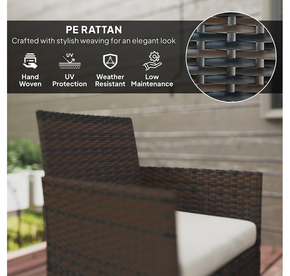 Image 964440_ALTMORE4.jpg, Product 964-440 / Price $144.99, Outsunny 3 Piece Wicker Patio Furniture Bistro Set with Cushions, Beige from Outsunny on TSC.ca's Home & Garden department