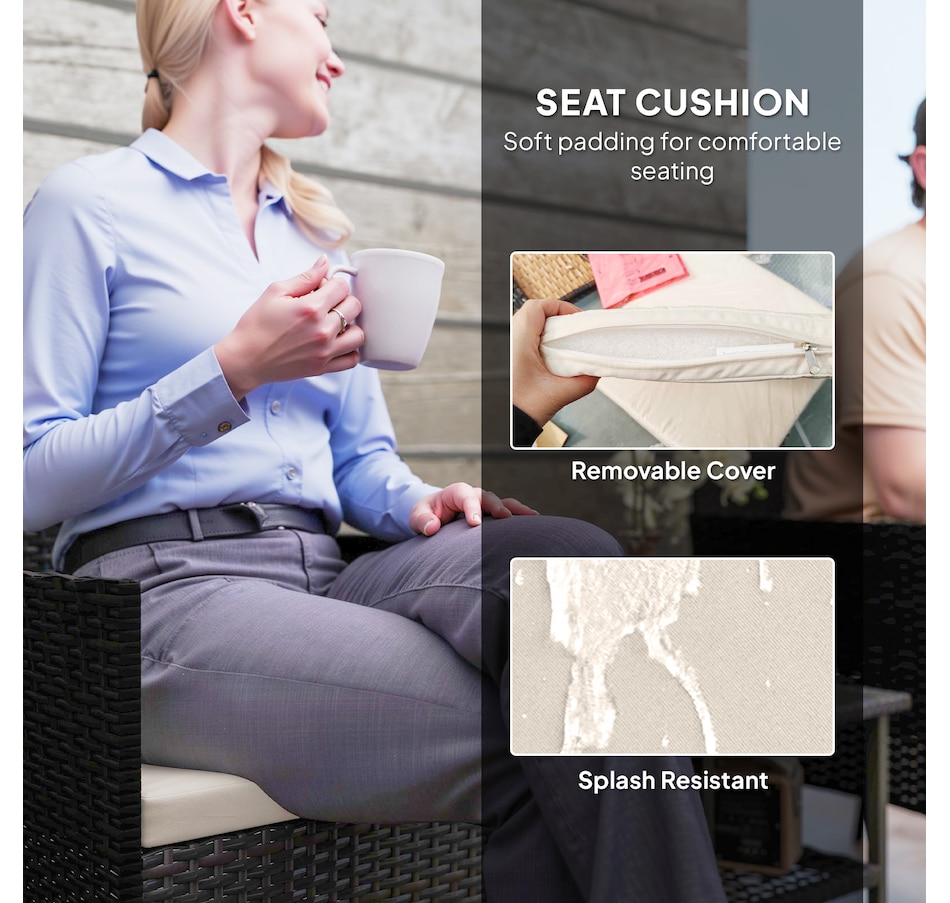 Image 964440_ALTMORE5.jpg, Product 964-440 / Price $144.99, Outsunny 3 Piece Wicker Patio Furniture Bistro Set with Cushions, Beige from Outsunny on TSC.ca's Home & Garden department