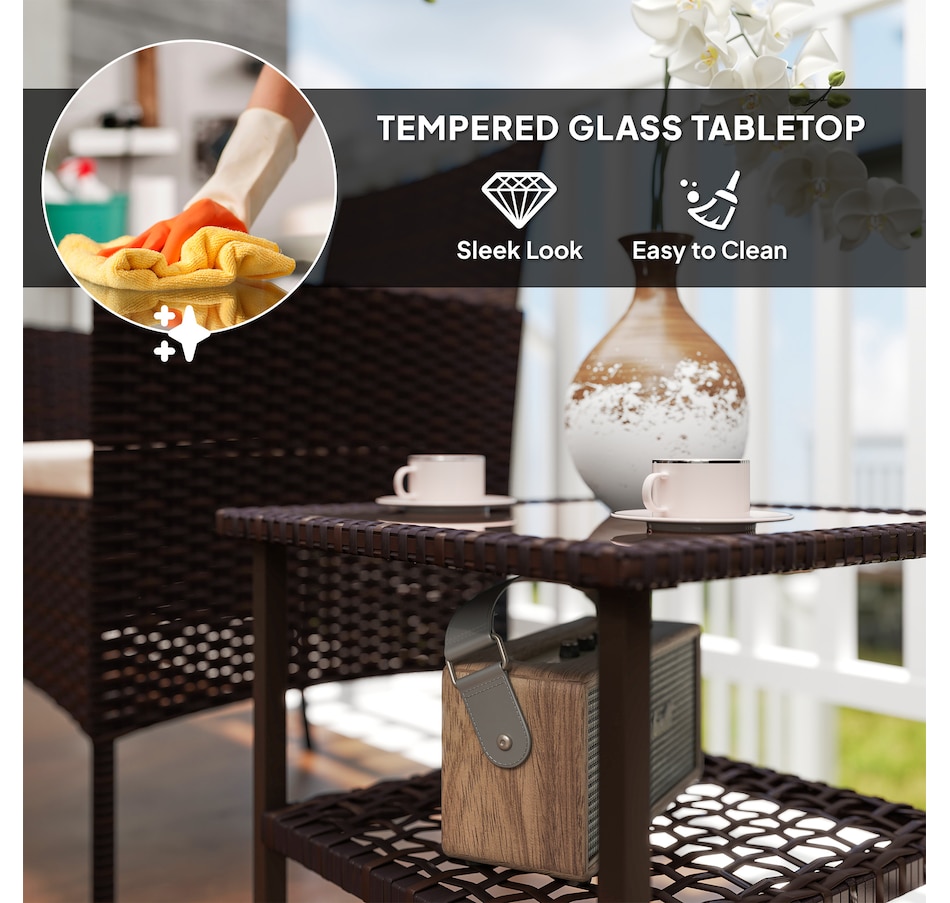 Image 964440_ALTMORE6.jpg, Product 964-440 / Price $144.99, Outsunny 3 Piece Wicker Patio Furniture Bistro Set with Cushions, Beige from Outsunny on TSC.ca's Home & Garden department