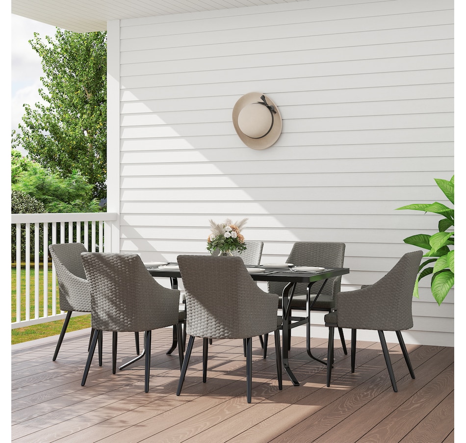 Image 964449_ALTMORE1.jpg, Product 964-449 / Price $834.99, Outsunny 7 Piece Wicker Patio Furniture Set with Cushions, Umbrella Hole from Outsunny on TSC.ca's Home & Garden department