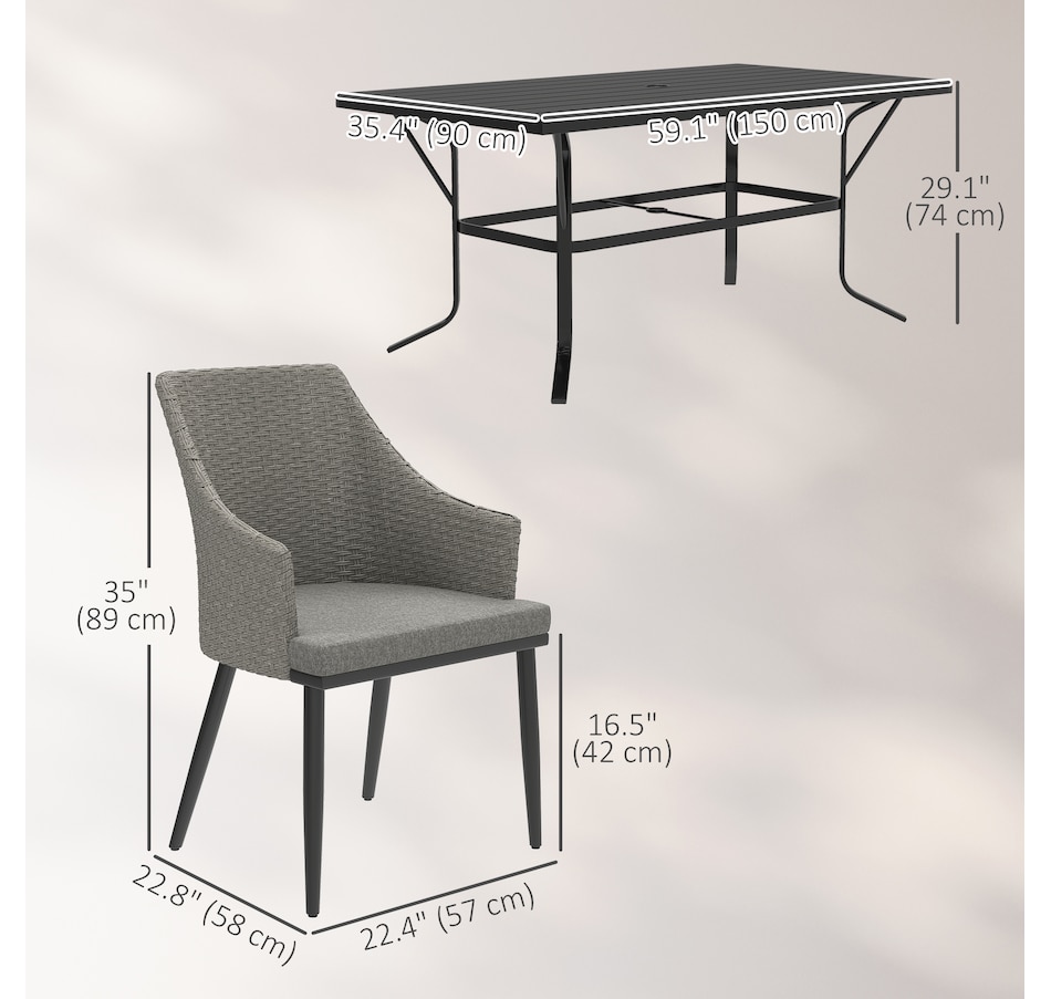 Image 964449_ALTMORE2.jpg, Product 964-449 / Price $834.99, Outsunny 7 Piece Wicker Patio Furniture Set with Cushions, Umbrella Hole from Outsunny on TSC.ca's Home & Garden department