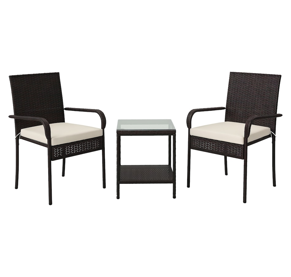 Image 964453.png, Product 964-453 / Price $129.99, Outsunny 3 Piece Patio Furniture Set, PE Rattan Table w/ Stackable Chairs from Outsunny on TSC.ca's Home & Garden department