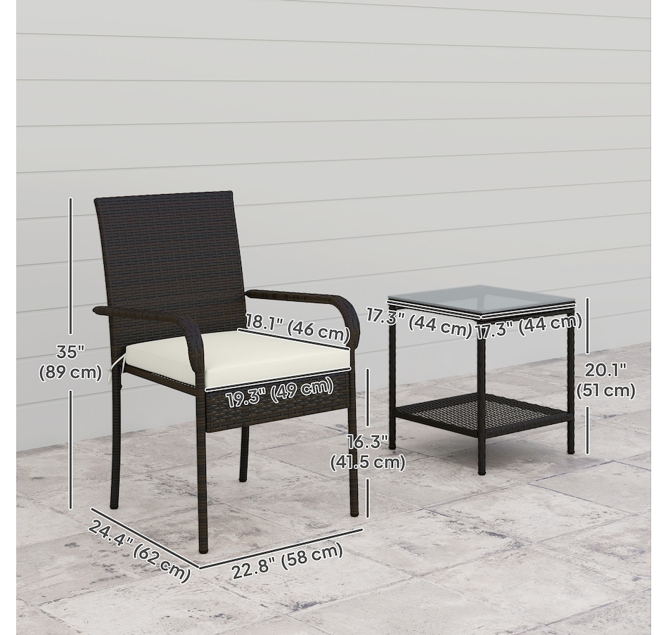 Image 964453_ALTMORE2.jpg, Product 964-453 / Price $129.99, Outsunny 3 Piece Patio Furniture Set, PE Rattan Table w/ Stackable Chairs from Outsunny on TSC.ca's Home & Garden department
