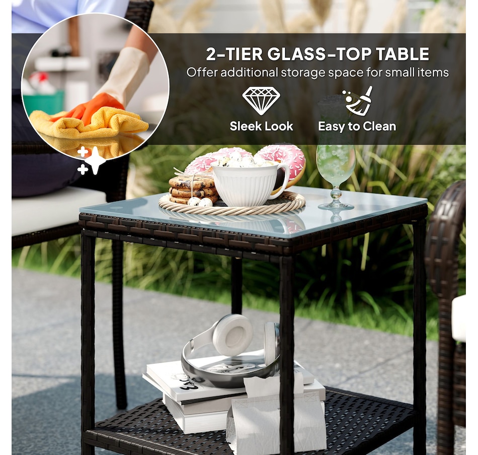 Image 964453_ALTMORE7.jpg, Product 964-453 / Price $129.99, Outsunny 3 Piece Patio Furniture Set, PE Rattan Table w/ Stackable Chairs from Outsunny on TSC.ca's Home & Garden department