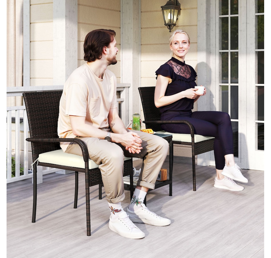 Image 964453_ALTMORE8.jpg, Product 964-453 / Price $129.99, Outsunny 3 Piece Patio Furniture Set, PE Rattan Table w/ Stackable Chairs from Outsunny on TSC.ca's Home & Garden department