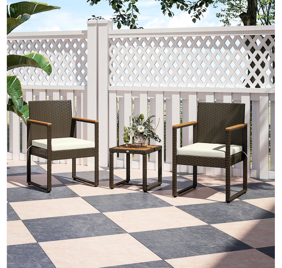 Image 964466_ALTMORE1.jpg, Product 964-466 / Price $179.99, Outsunny 3 Pieces Wicker Patio Furniture Set, Rattan Bistro Set, White from Outsunny on TSC.ca's Home & Garden department