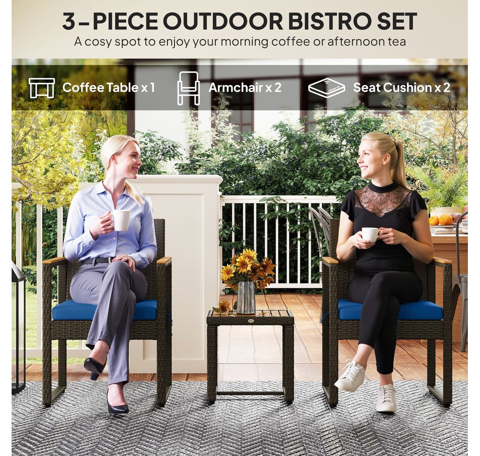 Image 964466_ALTMORE11.jpg, Product 964-466 / Price $179.99, Outsunny 3 Pieces Wicker Patio Furniture Set, Rattan Bistro Set, White from Outsunny on TSC.ca's Home & Garden department