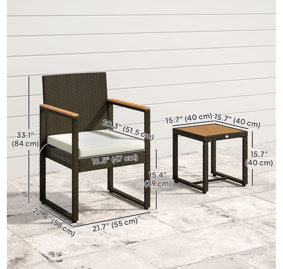 Image 964466_ALTMORE2.jpg, Product 964-466 / Price $179.99, Outsunny 3 Pieces Wicker Patio Furniture Set, Rattan Bistro Set, White from Outsunny on TSC.ca's Home & Garden department