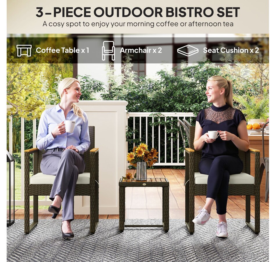 Image 964466_ALTMORE3.jpg, Product 964-466 / Price $179.99, Outsunny 3 Pieces Wicker Patio Furniture Set, Rattan Bistro Set, White from Outsunny on TSC.ca's Home & Garden department